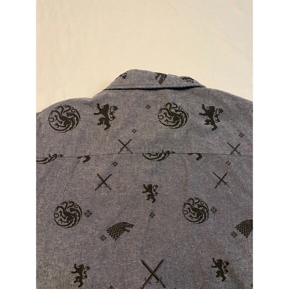Game of Thrones Button Up Gray House of the Dragon Stark Targaryen Mens Large - Picture 10 of 14